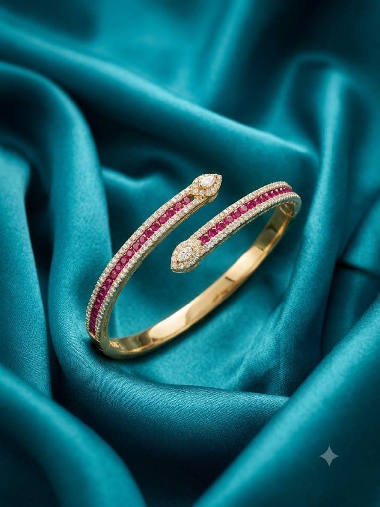 Ruby AD Dual-Tone Serpent Bangle