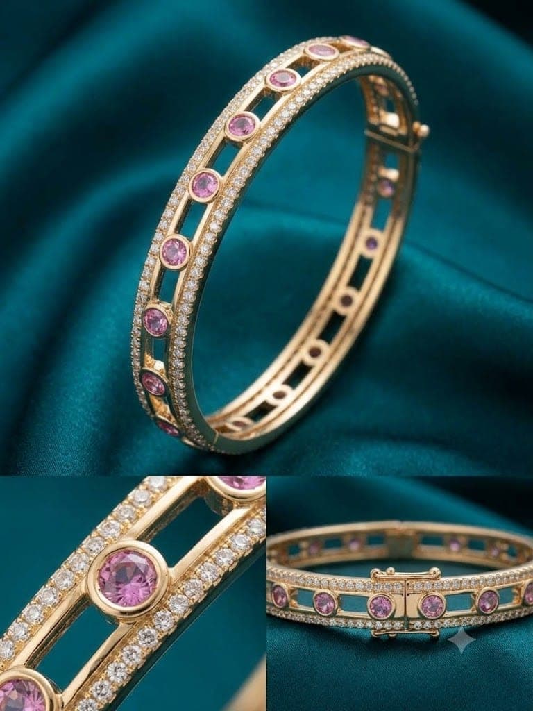 Oval AD Bangle with Coloured Stones — view 3