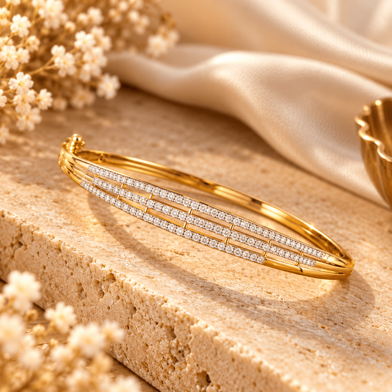 Elegant Multi-Row AD Stone Bangle Bracelet — view 1