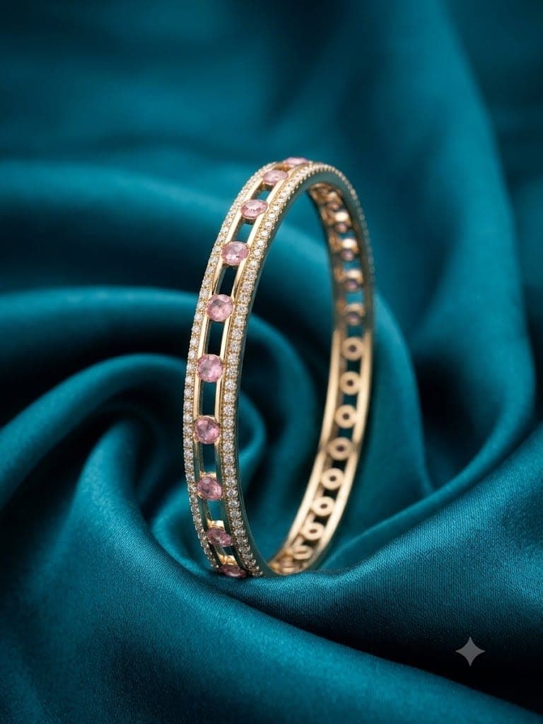 Oval AD Bangle with Coloured Stones — view 1