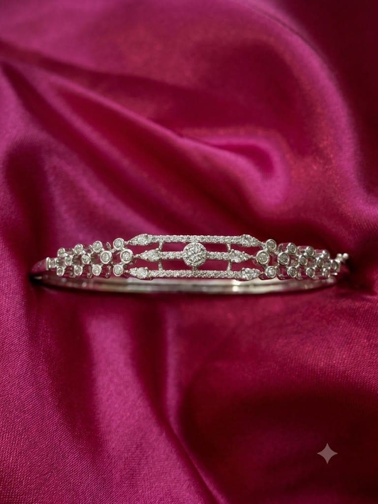 Elegant Triple-Row Silver AD Bangle — view 1