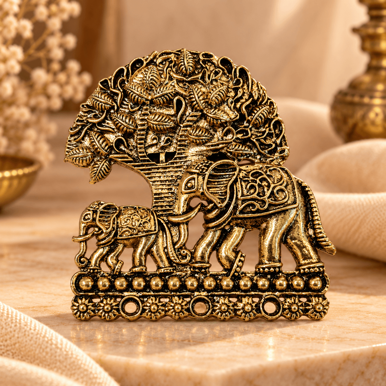 Golden Elephant Kalpavriksha Sherwani Brooch — alternate angle