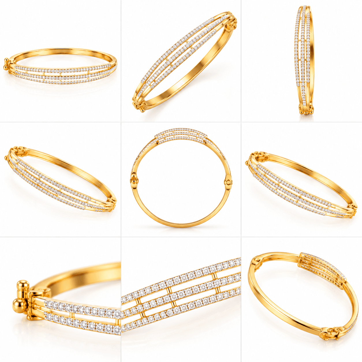 Elegant Multi-Row AD Stone Bangle Bracelet — view 3