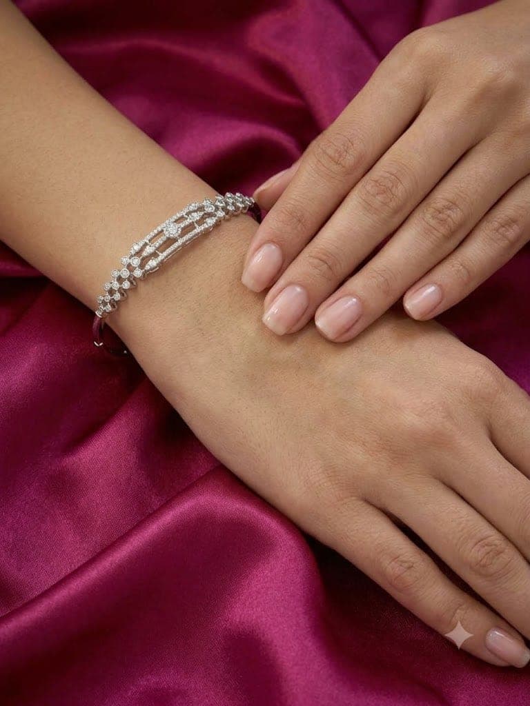 Elegant Triple-Row Silver AD Bangle — view 2
