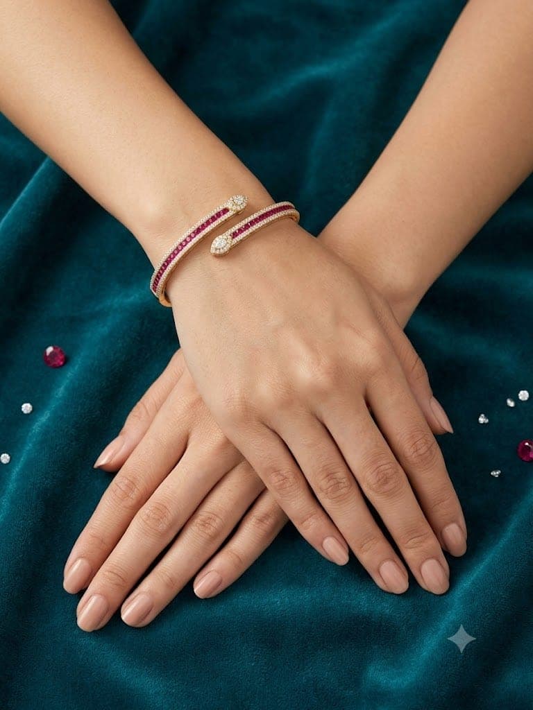 Ruby AD Dual-Tone Serpent Bangle — alternate angle