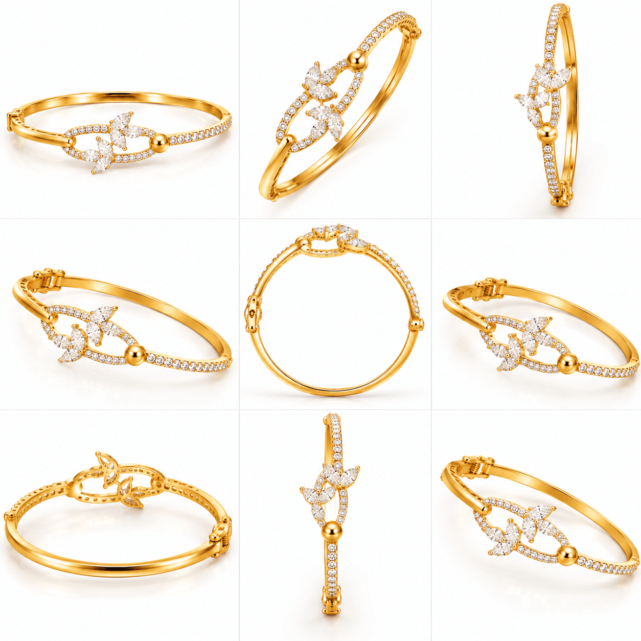 Dual-Tone Butterfly AD Stone Bangle Bracelet — view 3