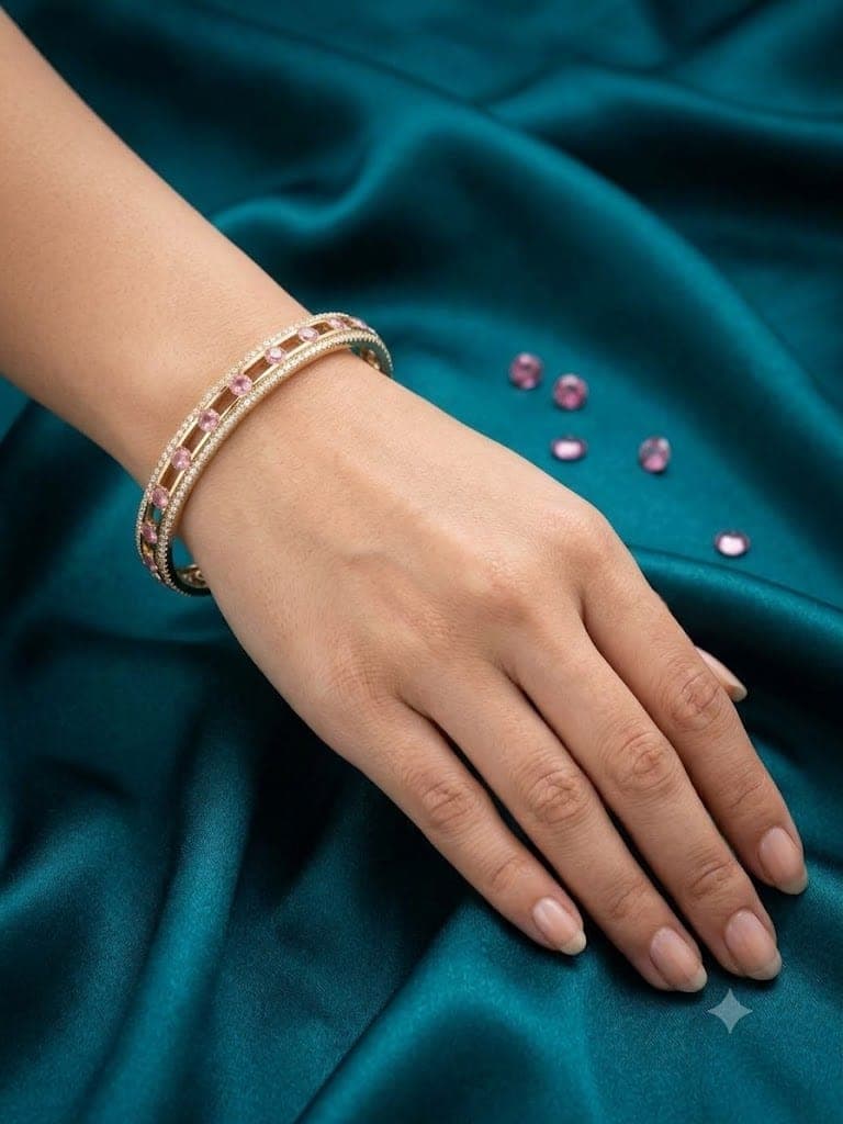 Oval AD Bangle with Coloured Stones — view 2
