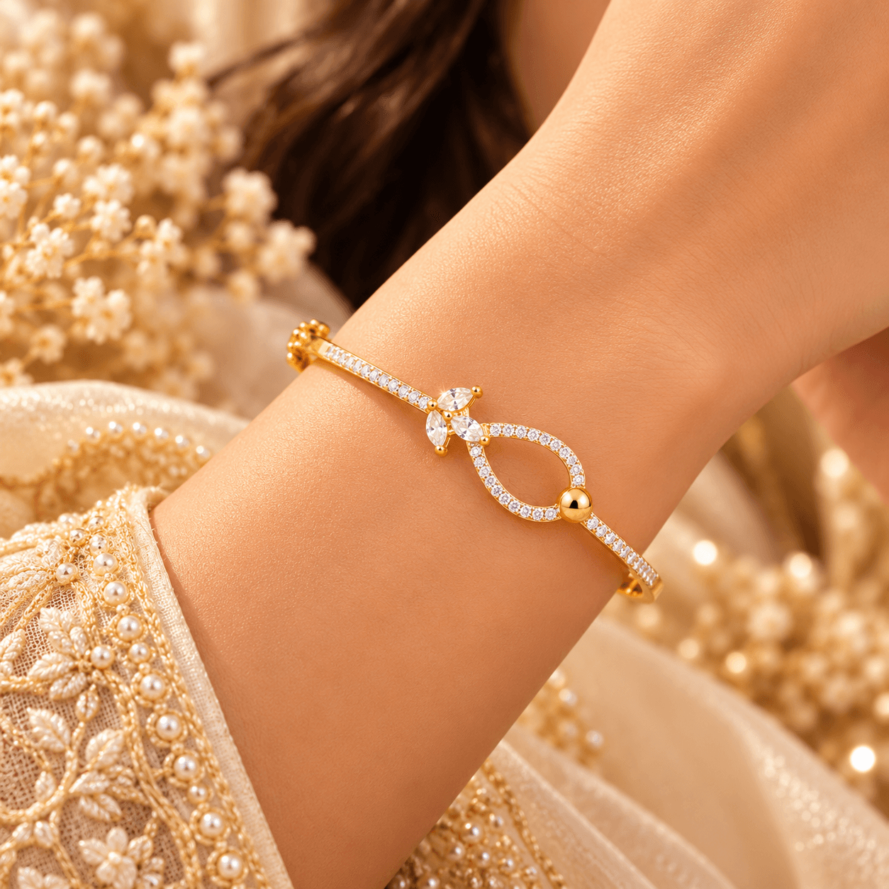 Elegant Teardrop Butterfly AD Bangle Bracelet — view 2