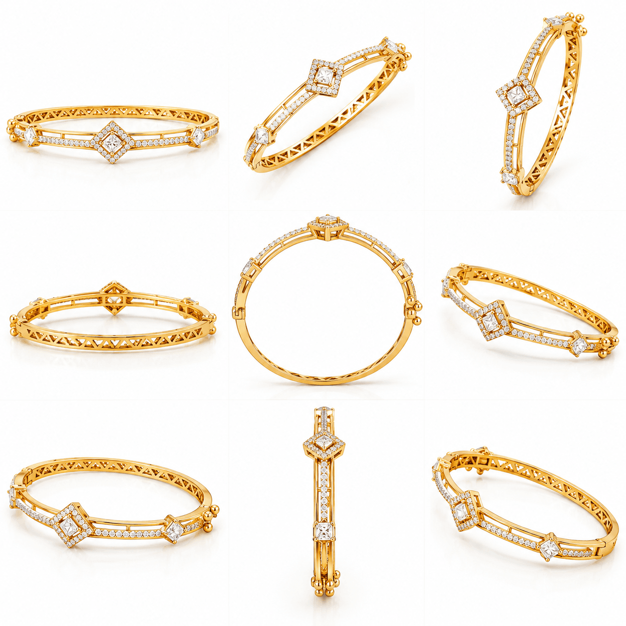 Premium Dual-Tone AD Stone Bangle Bracelet — view 3
