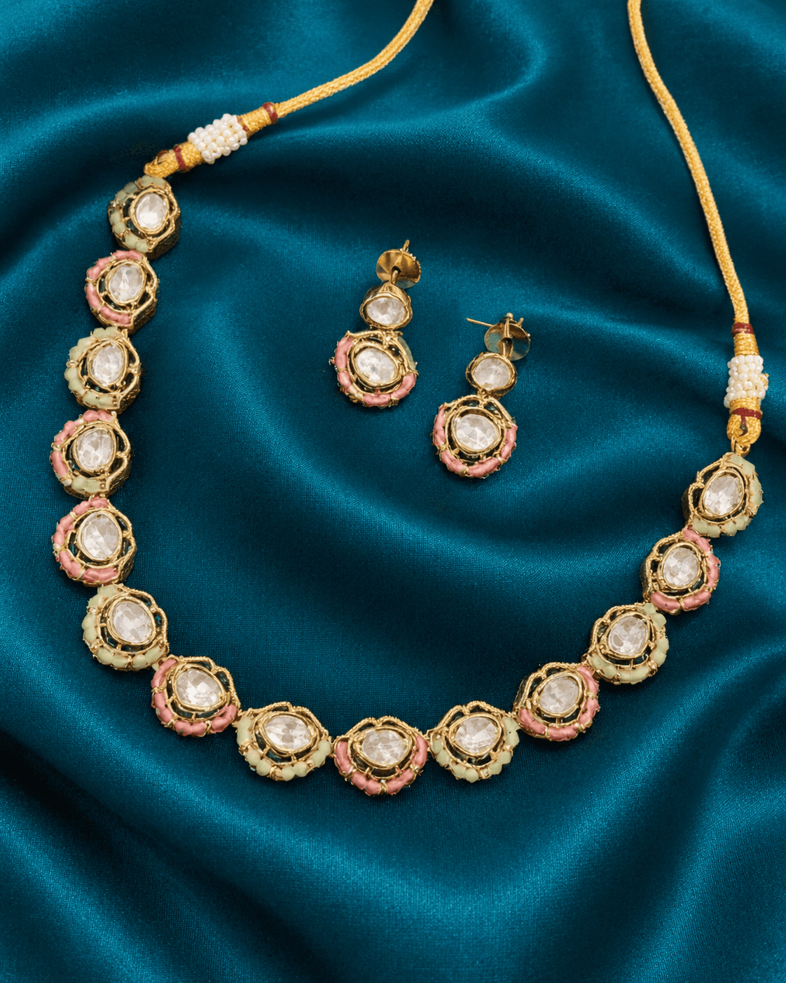 Antique Kundan Hydro Bead Short Choker Set — view 1
