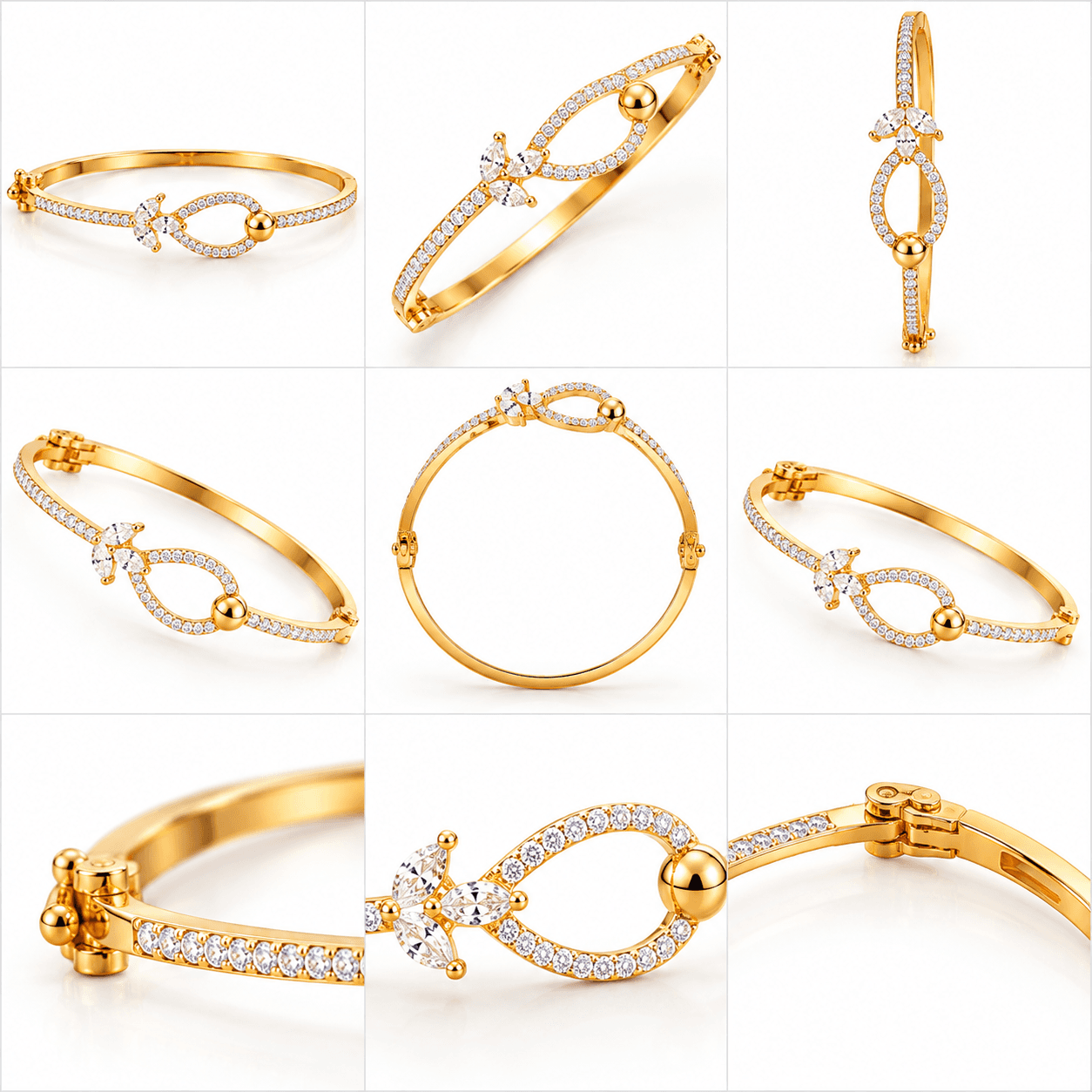 Elegant Teardrop Butterfly AD Bangle Bracelet — view 3