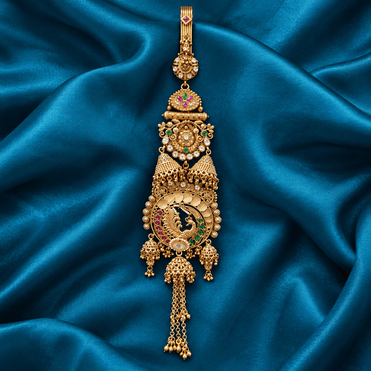 Antique Gold Foil Kundan Peacock Kamar Juda — view 1