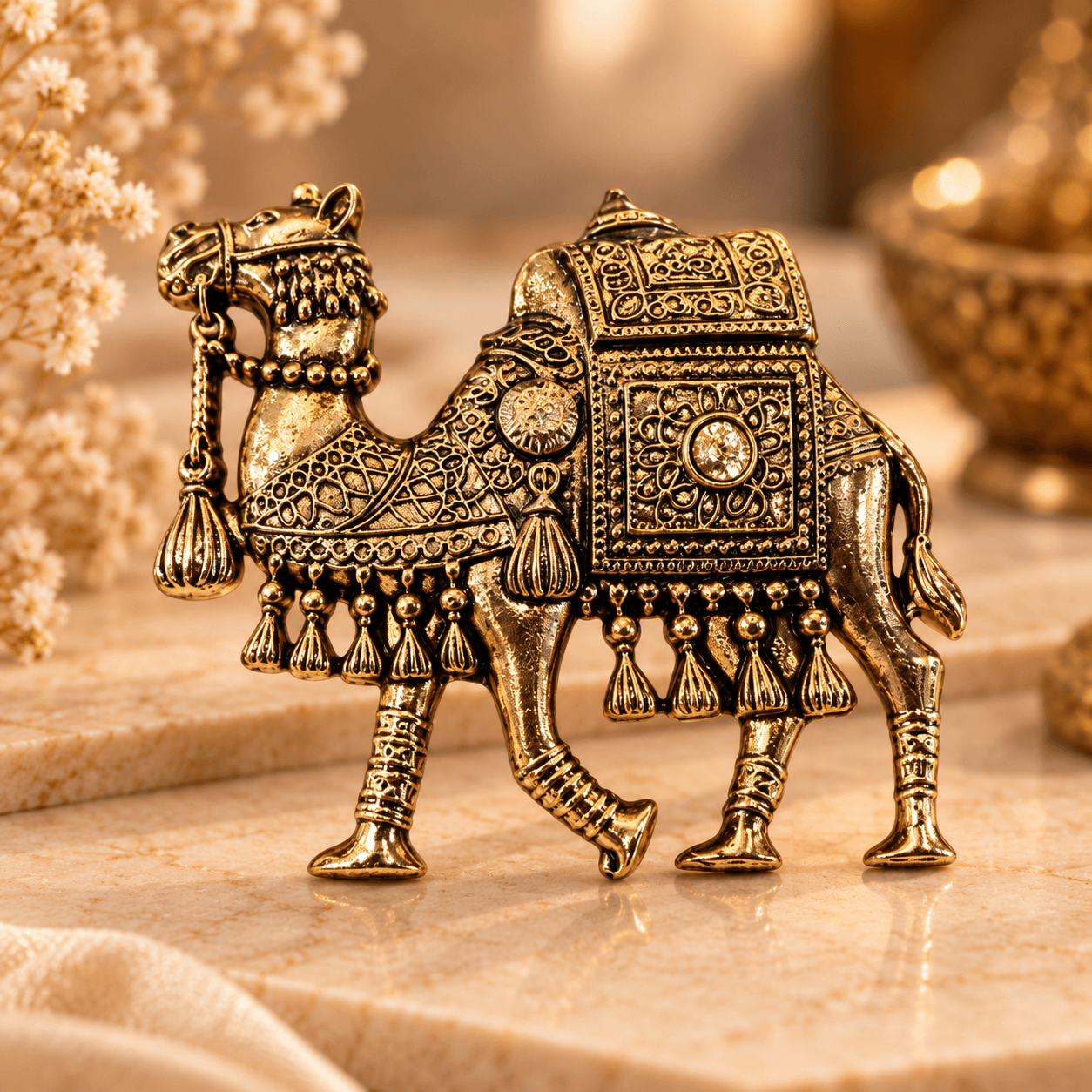 Royal Antique Gold Camel Sherwani Brooch — view 2