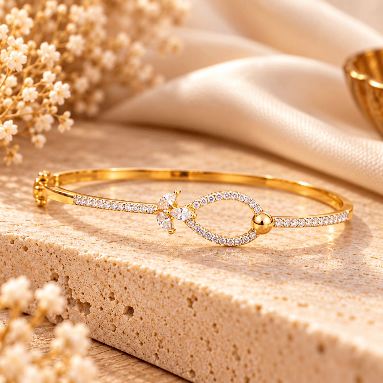 Elegant Teardrop Butterfly AD Bangle Bracelet — view 1