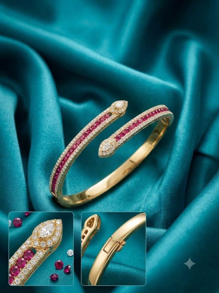 Ruby AD Dual-Tone Serpent Bangle — view 3