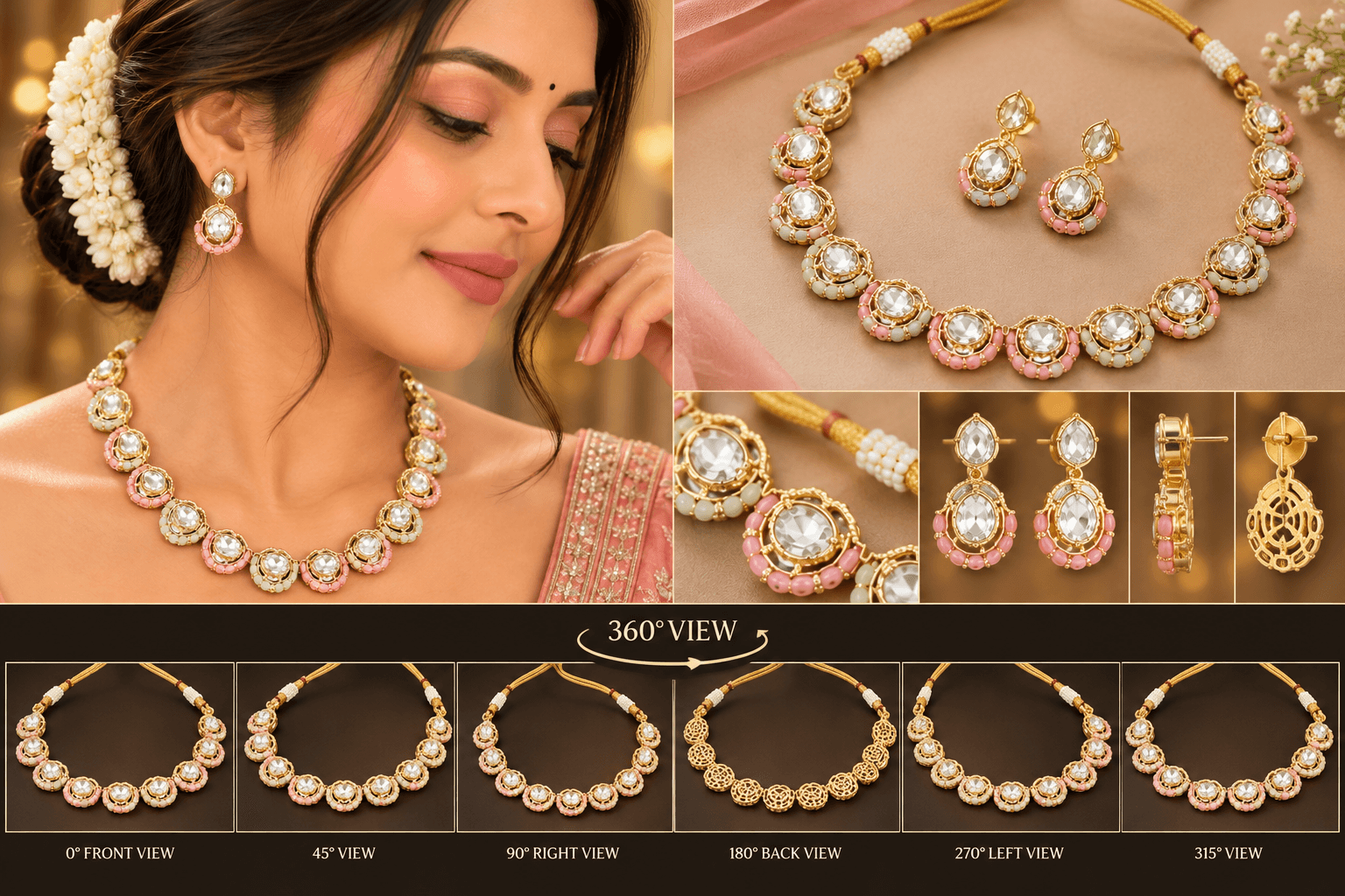 Antique Kundan Hydro Bead Short Choker Set — view 3