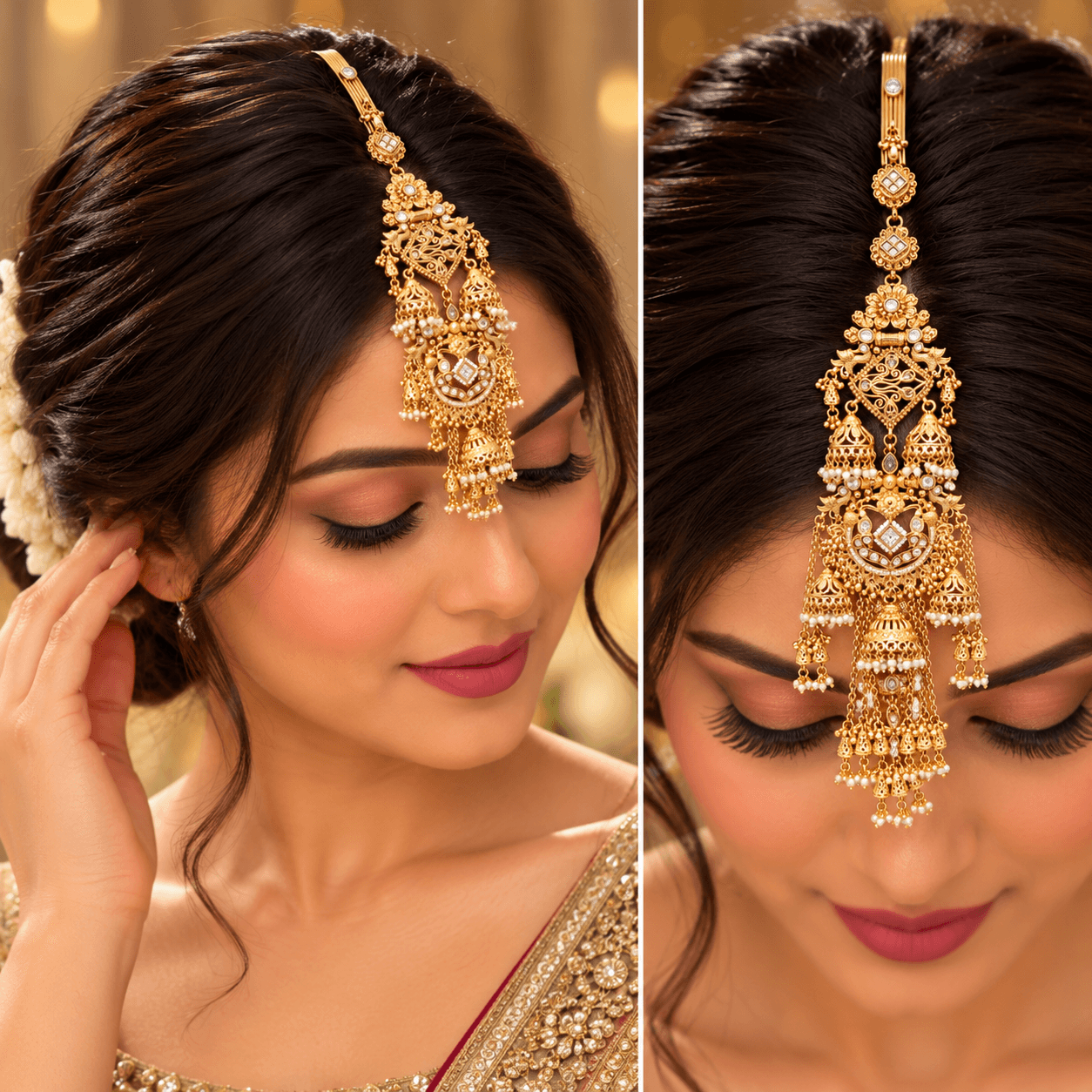 Antique Gold White Kundan Kamar Juda — view 2