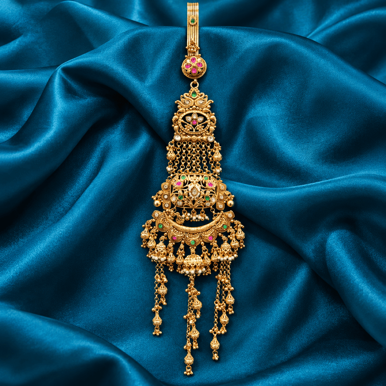 Antique Gold Kundan Multicolor Kamar Juda — view 1