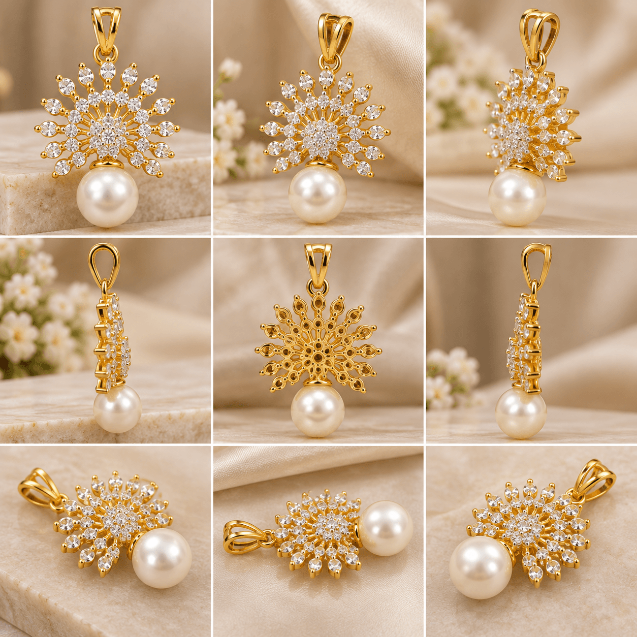 AD Sunburst Pearl Pendant & Butti Set — view 3