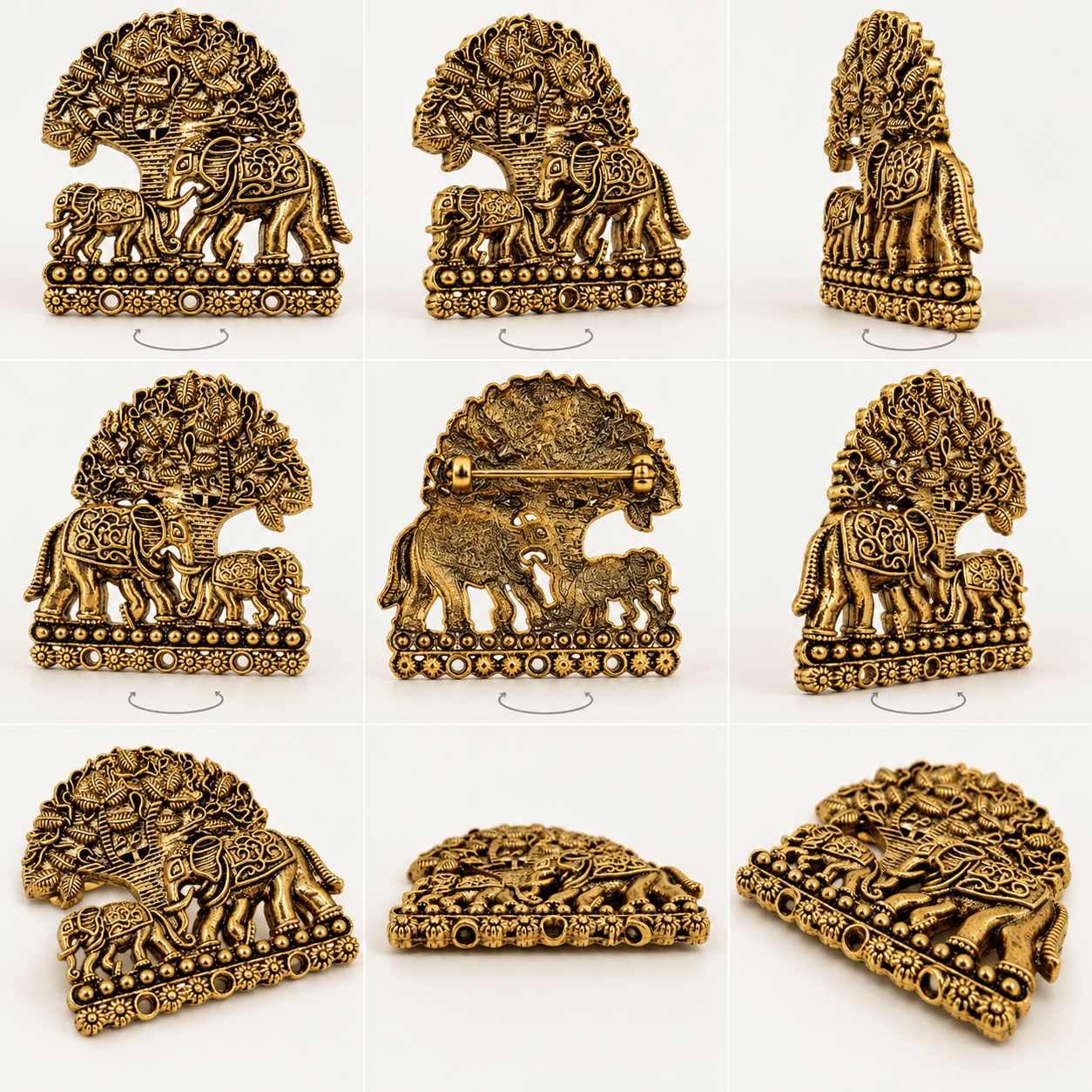 Golden Elephant Kalpavriksha Sherwani Brooch — view 3